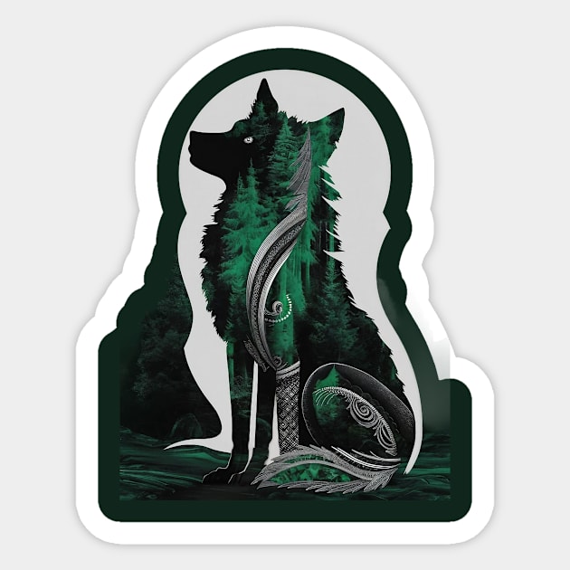 Green Wolf Look at Sky Sticker by animegirlnft